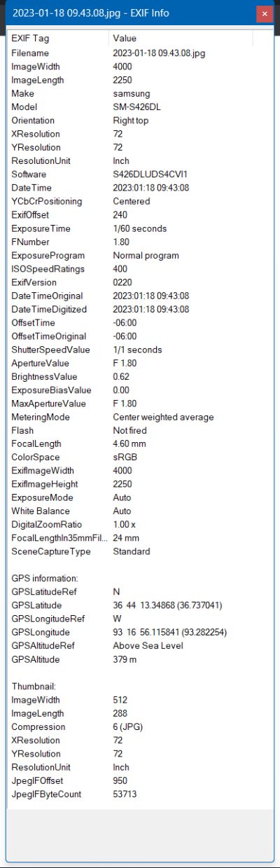 Example Exif Data